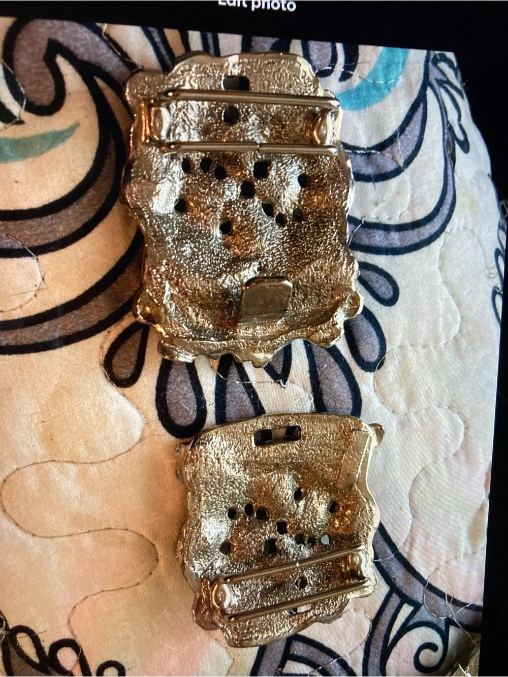 Accesocraft NYC Gold Floral Statement Belt Buckle Vintage 80s Double Sided